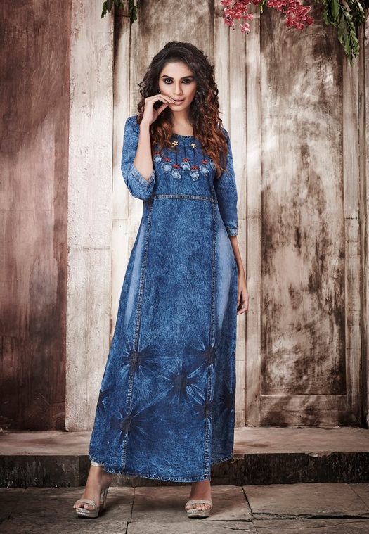 Long frock clearance kurti with jeans